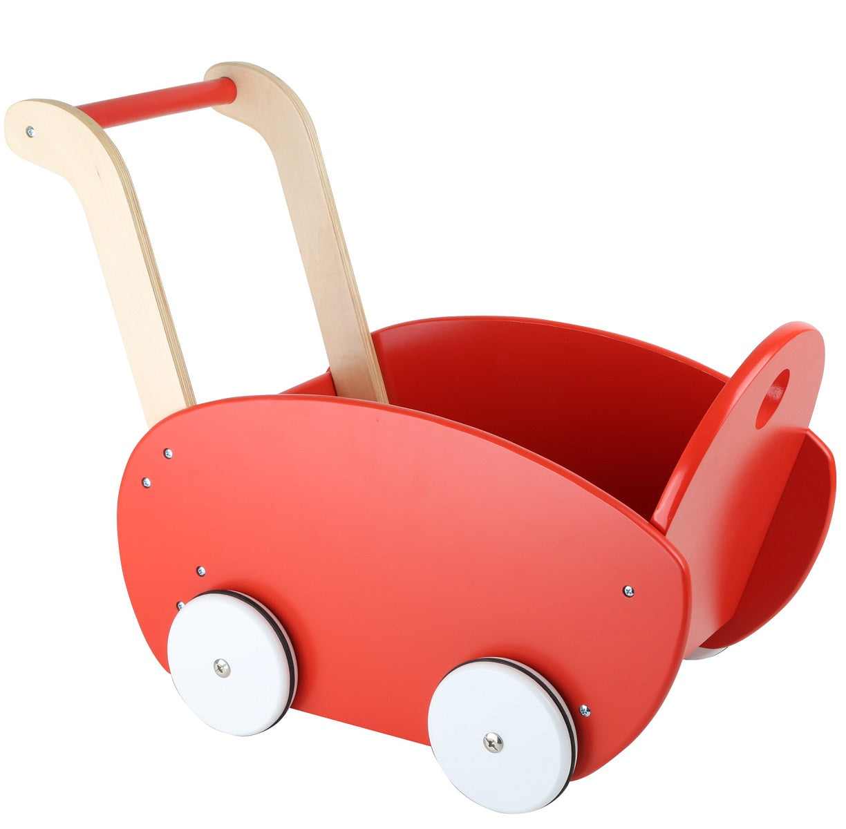 Red Wooden Dolls Pram