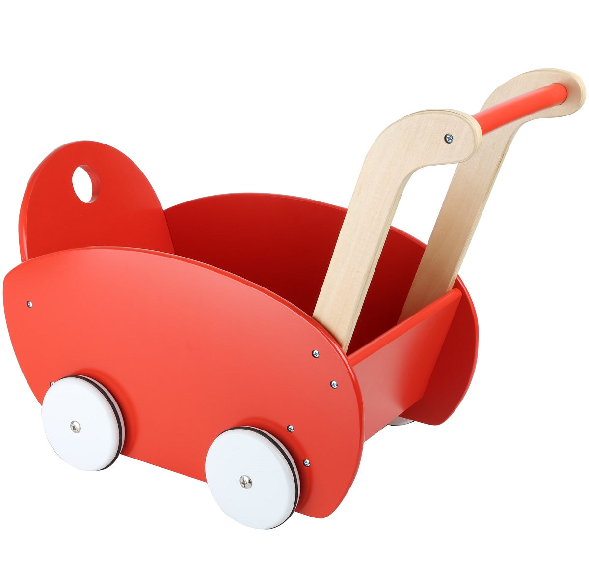 Red Wooden Dolls Pram