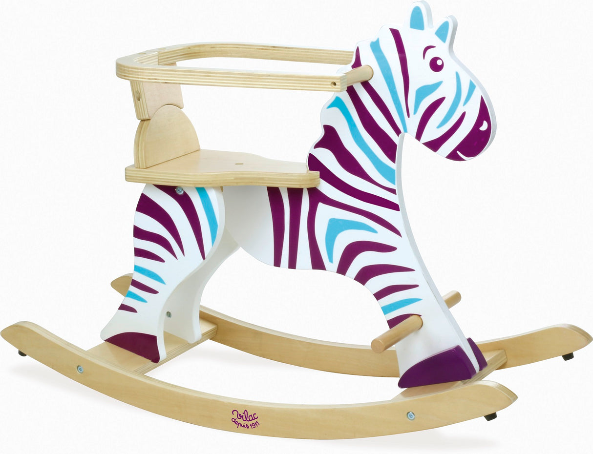 Zebra Wooden Rocking Horse (with removable hoop)