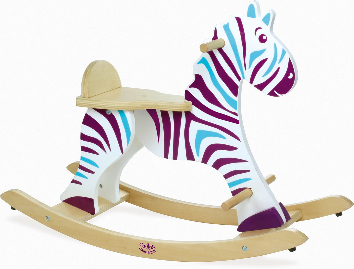 Zebra Wooden Rocking Horse (with removable hoop)