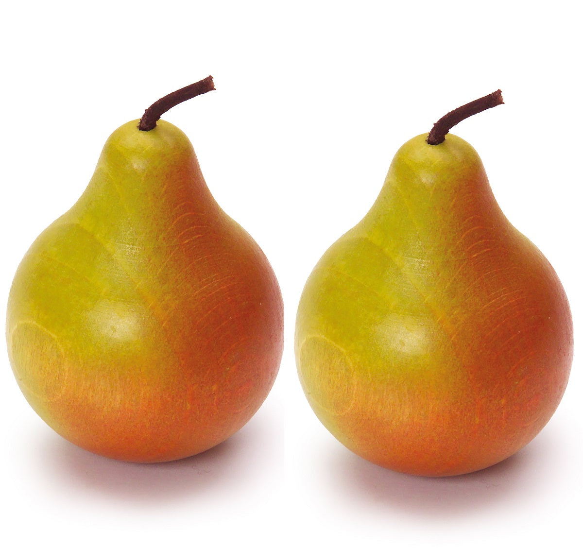 2 x Wooden Green and Red Pears