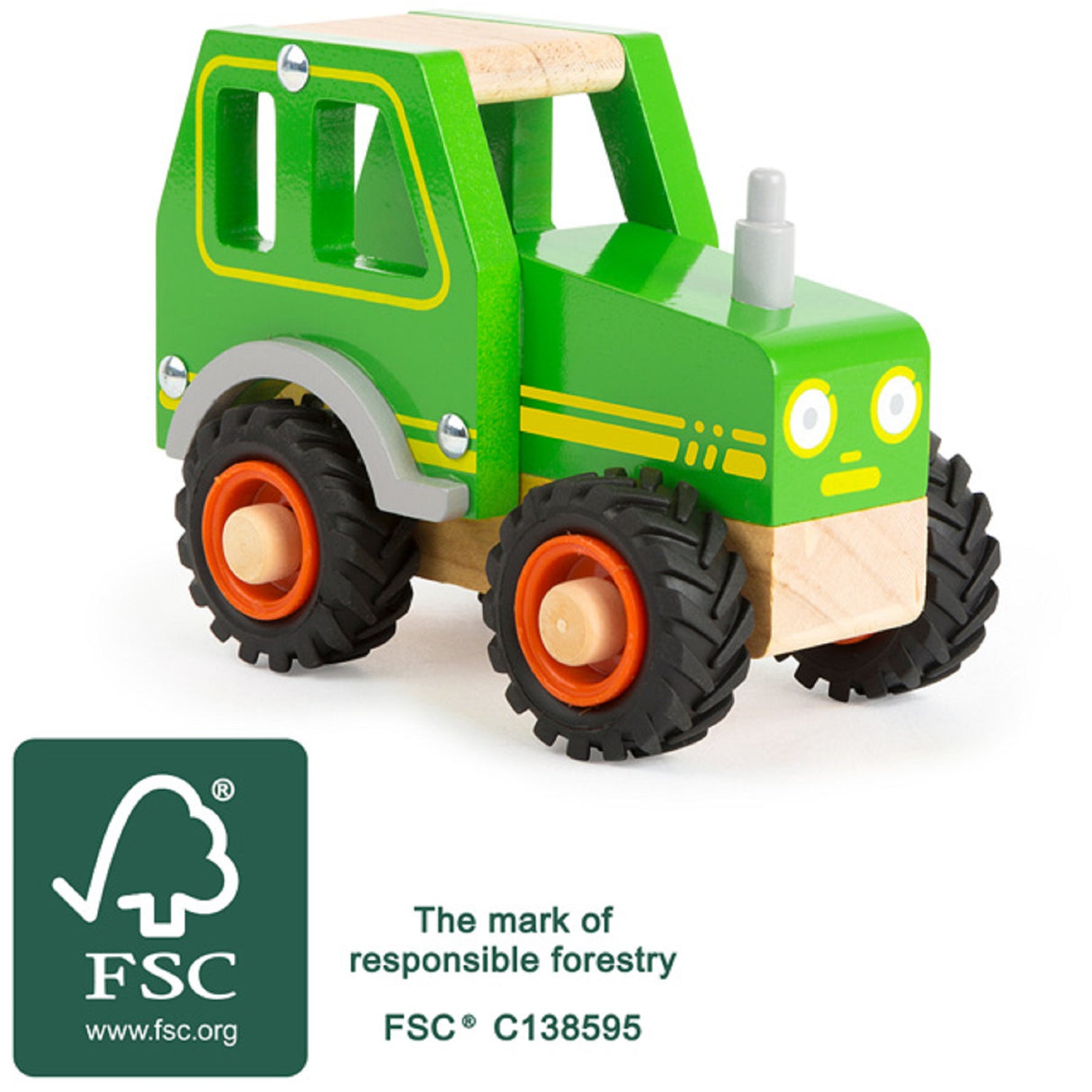 Green Tractor with Rubber Wheels