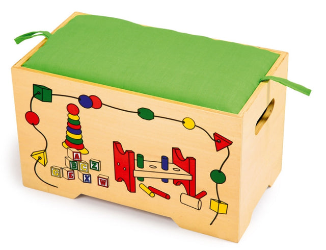Toy Box and Seat - Includes 6 Wooden Toys