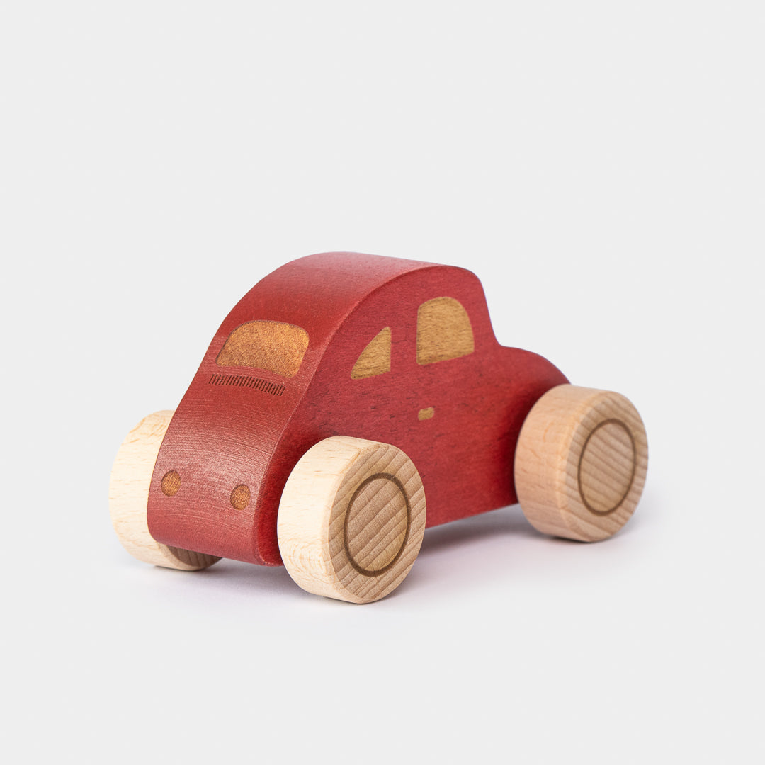 Wooden VW Beetle Car - Red