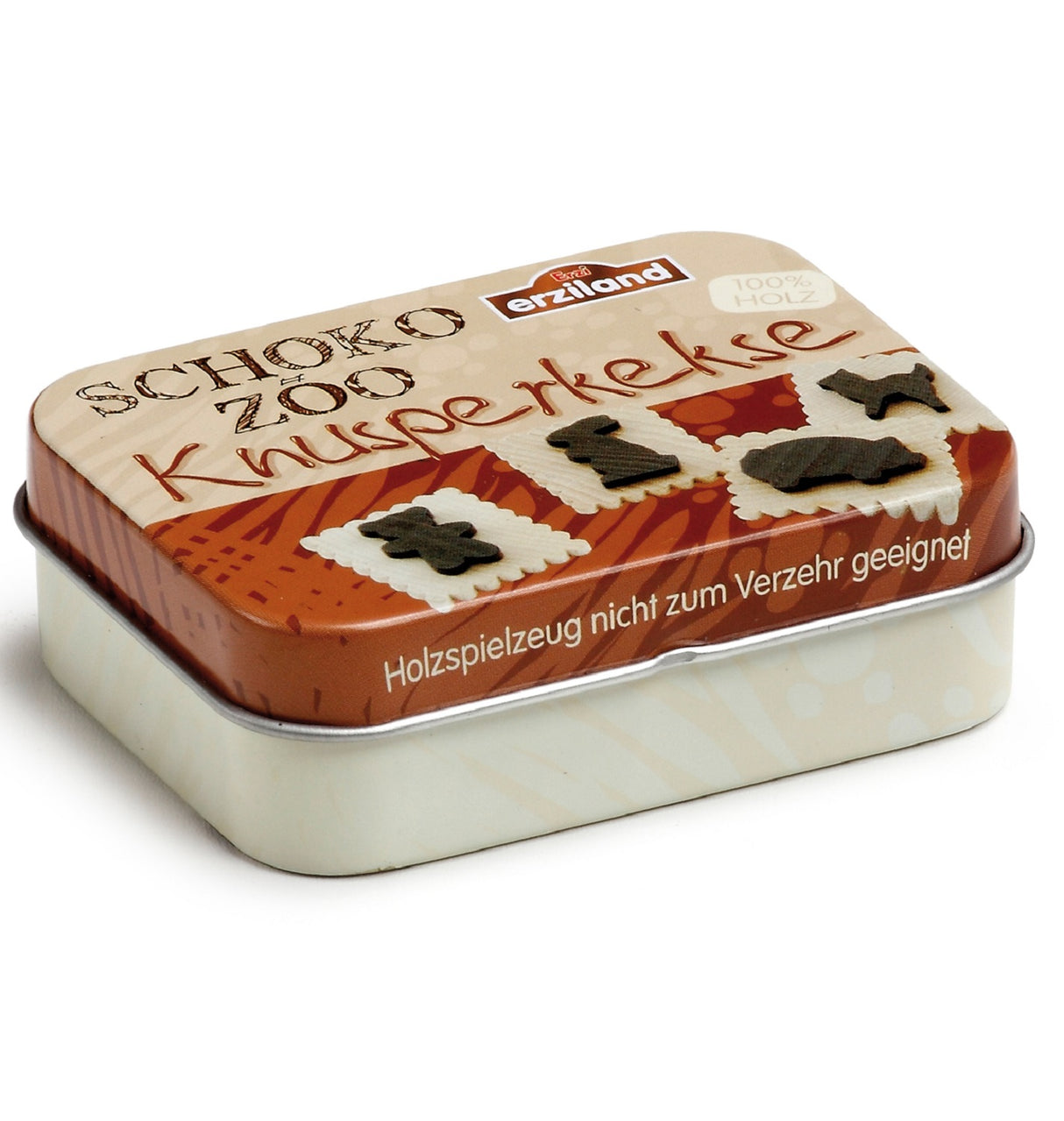 Tin of Wooden Chocolate Biscuits