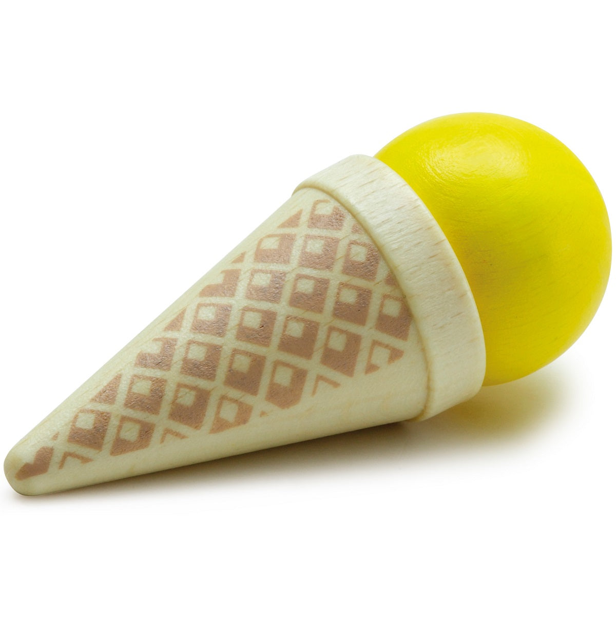 1 x Wooden Ice Cream Cone - Lemon