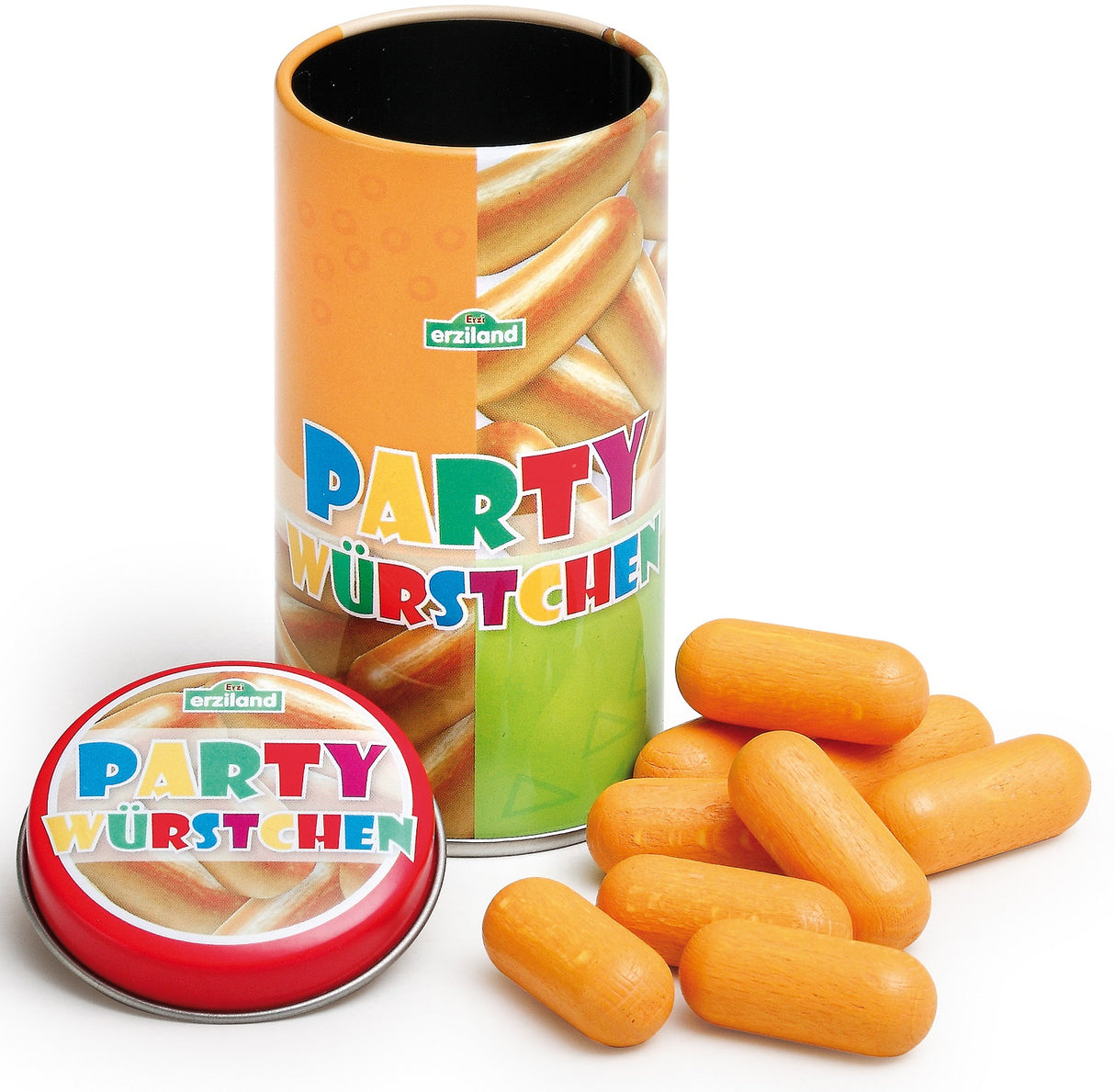 Tin of Wooden Party Sausages