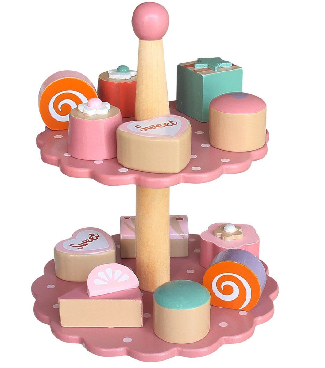 Spotty Pink Cake Stand with 12 Cakes