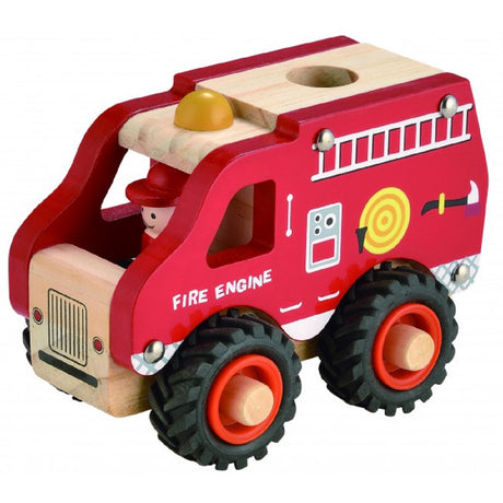 Wooden Fire Engine with Rubber Wheels
