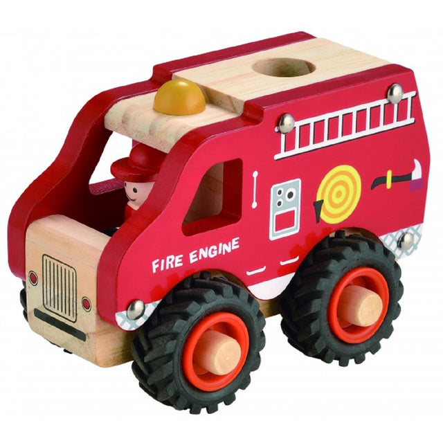 Wooden Fire Engine with Rubber Wheels
