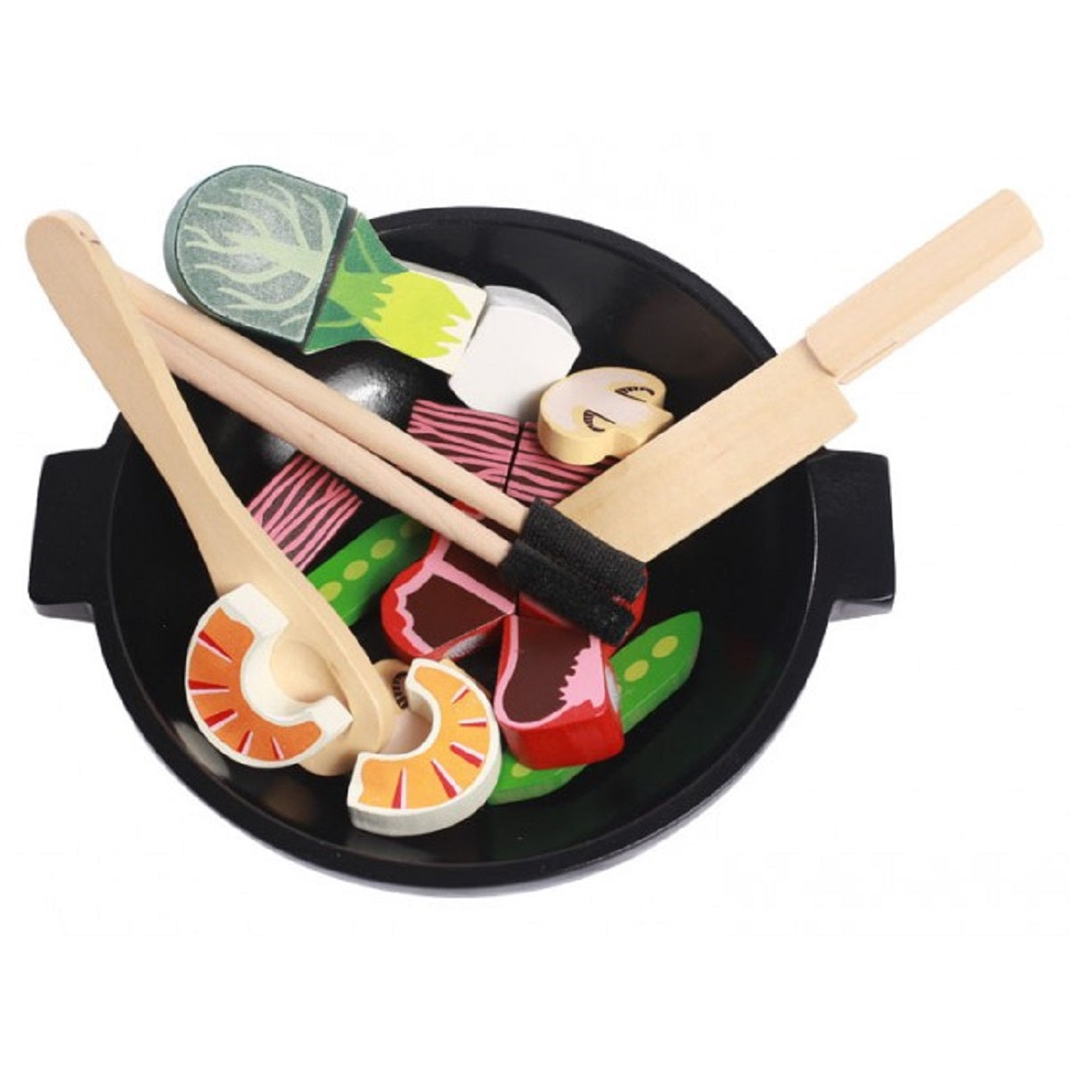 Wooden Wok Play Food Set