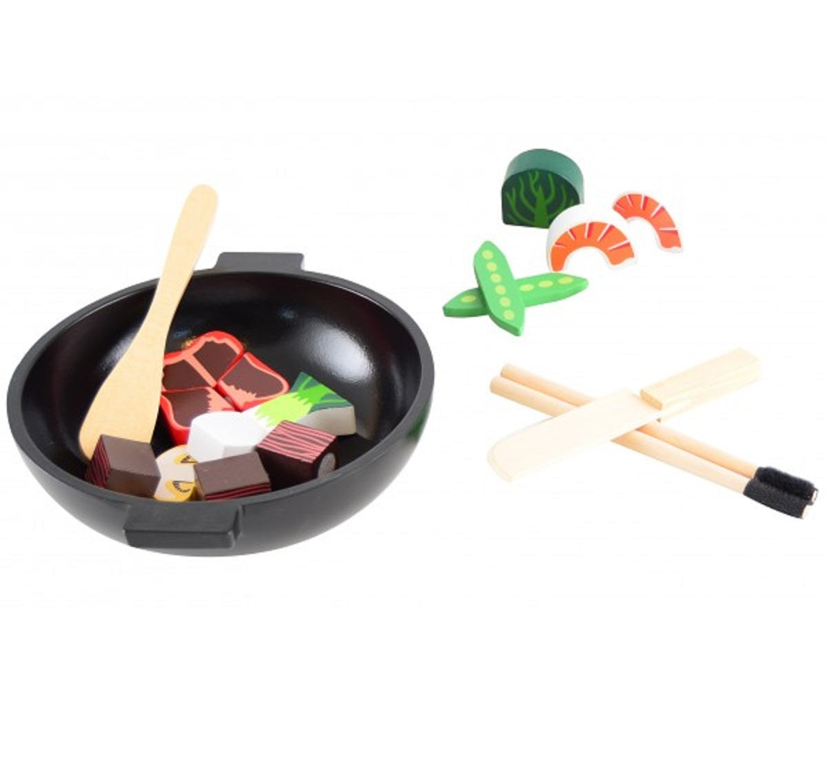Wooden Wok Play Food Set