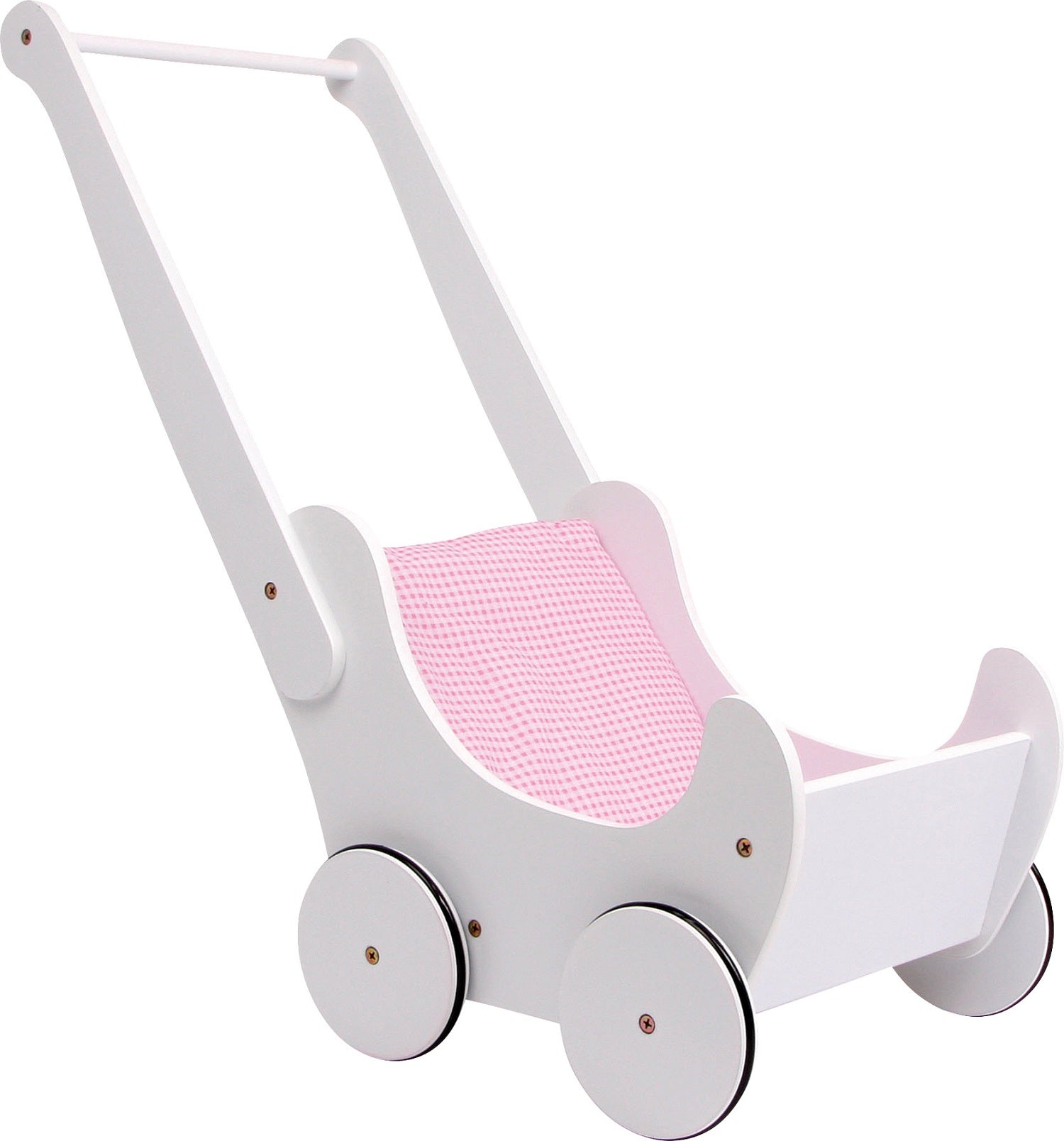 White Wooden Dolls Pram