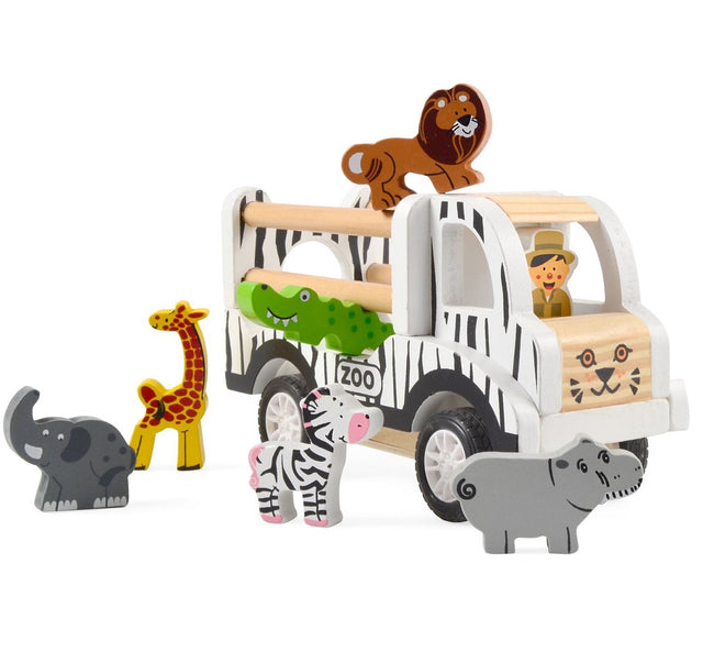Wooden Pullback Zoo Truck