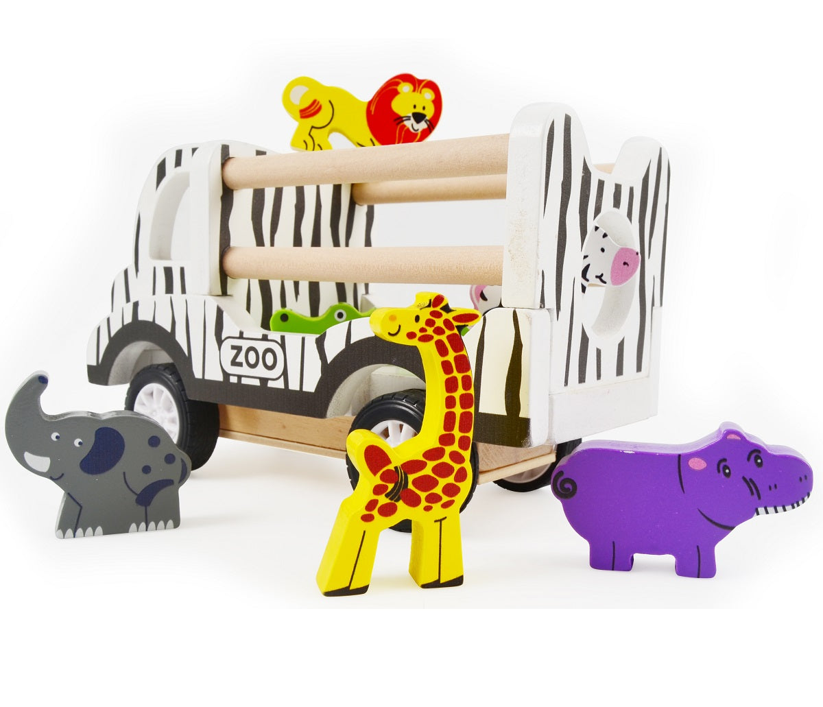 Wooden Pullback Zoo Truck