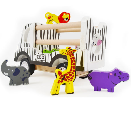 Wooden Pullback Zoo Truck