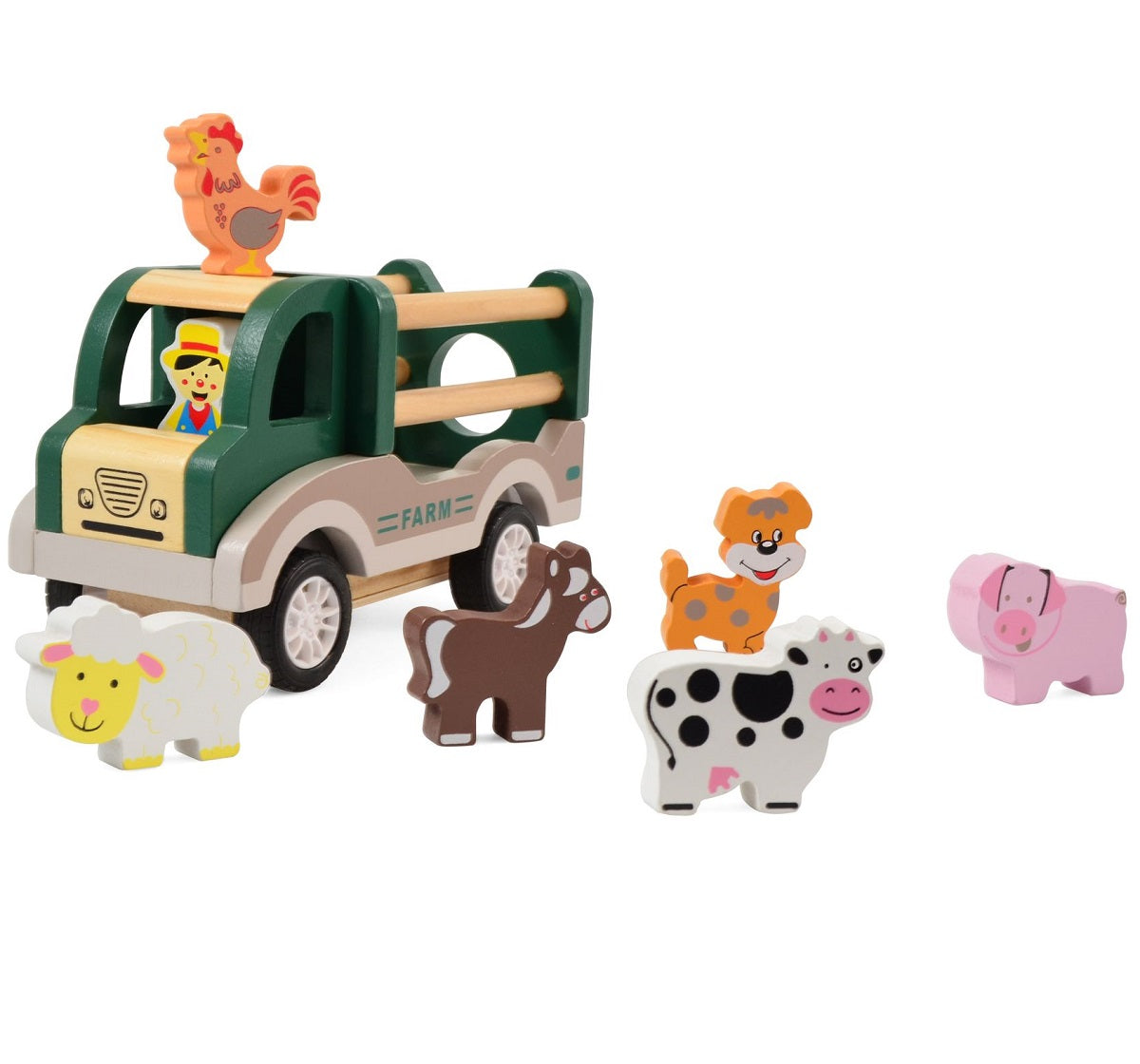 Wooden Pullback Farm Truck