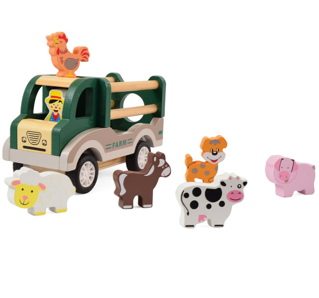 Wooden Pullback Farm Truck