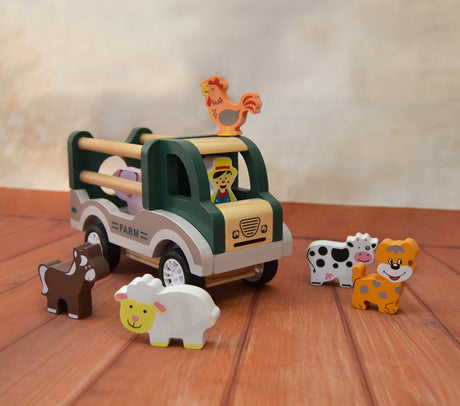 Wooden Pullback Farm Truck