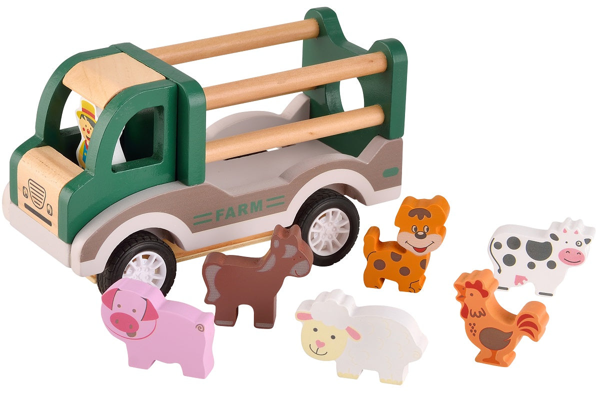 Wooden Pullback Farm Truck