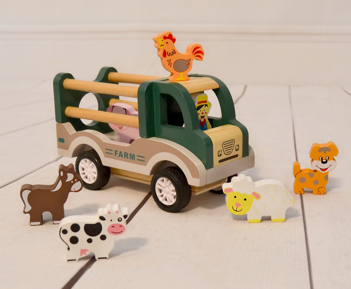 Wooden Pullback Farm Truck