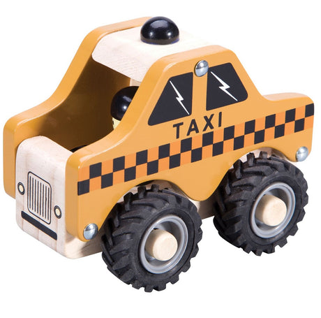 Wooden Taxi with Rubber Wheels