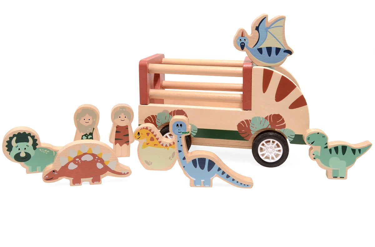 Wooden Dino Pullback Truck