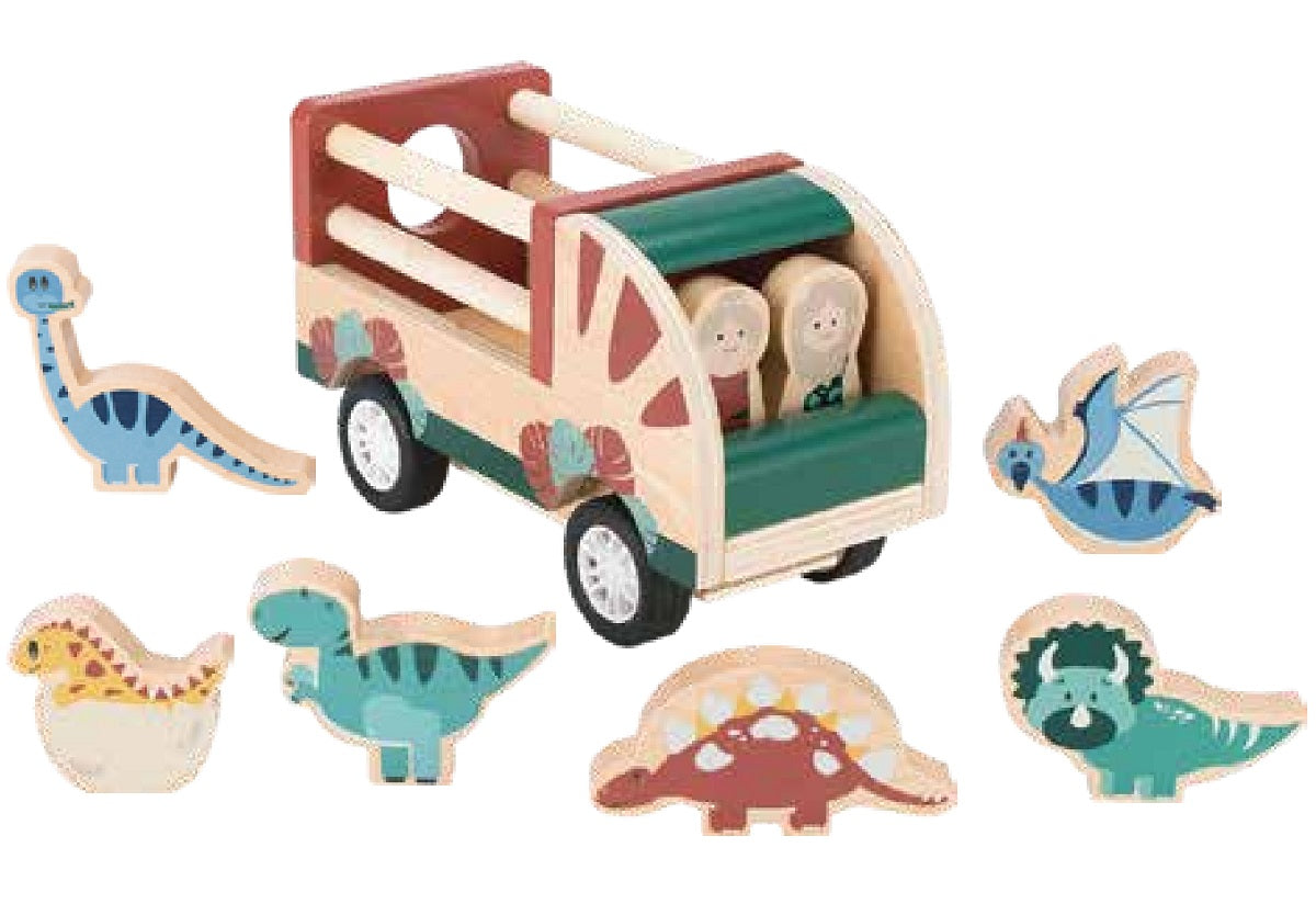 Wooden Dino Pullback Truck