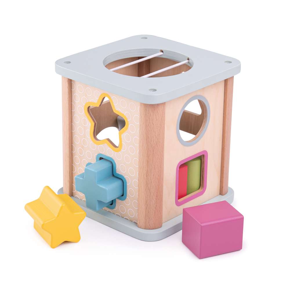 Bigjigs Toys FSC Certified Wooden Shape Sorter with 9 Play Pieces Toy for 12 Months Plus