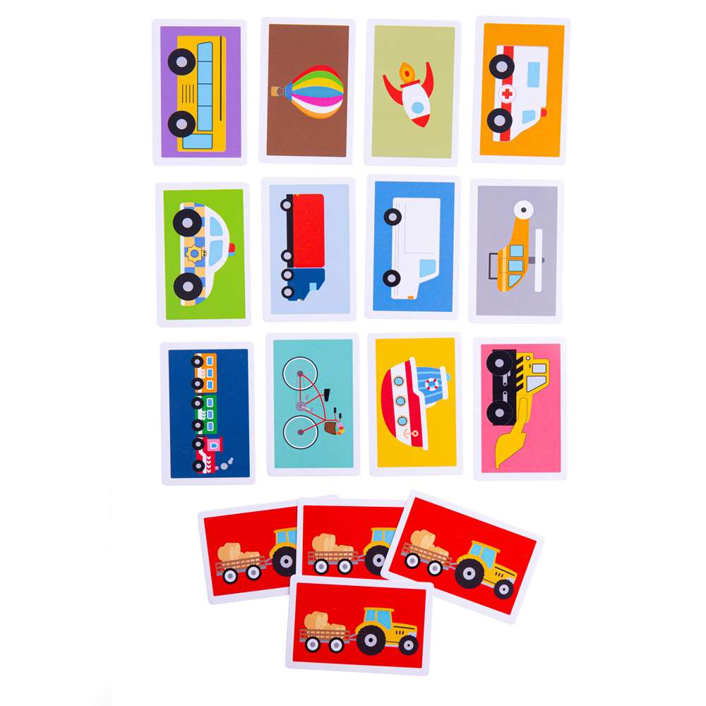 Bigjigs Toys Transport Snap Card Game 52 Playing Cards for Kids Memory and Observation Skills
