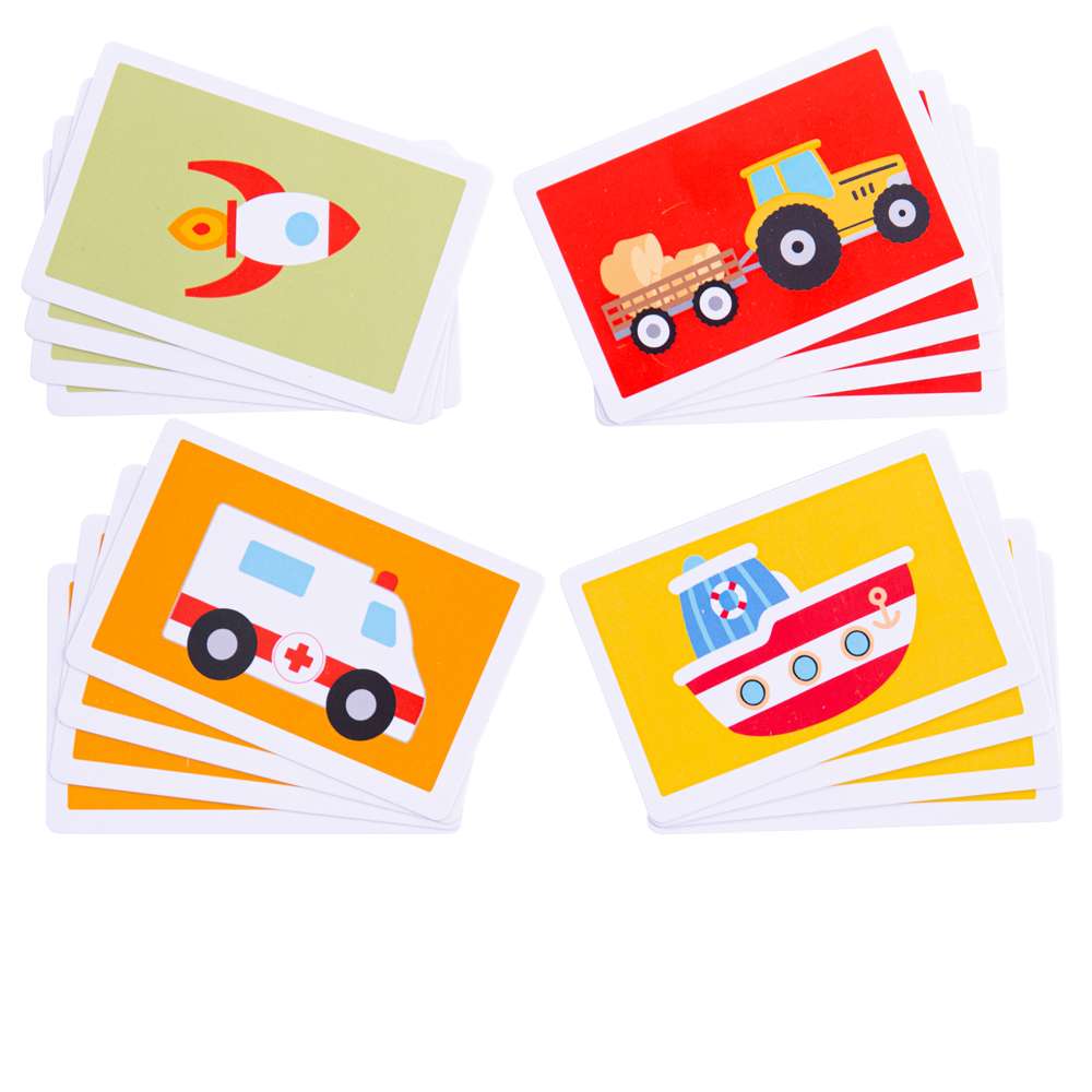Bigjigs Toys Transport Snap Card Game 52 Playing Cards for Kids Memory and Observation Skills