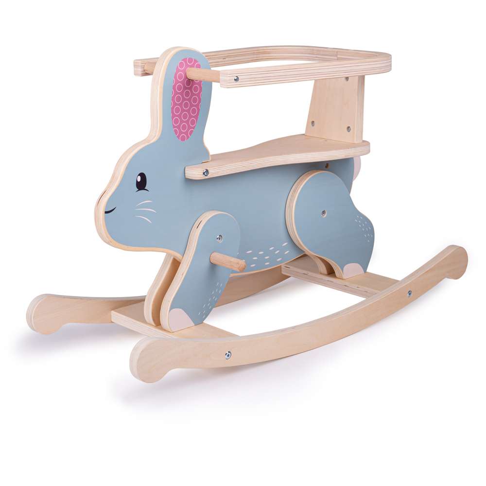 Bigjigs Toys Wooden Rabbit Rocking Horse Ride On Toy for Toddlers 18 Months Plus