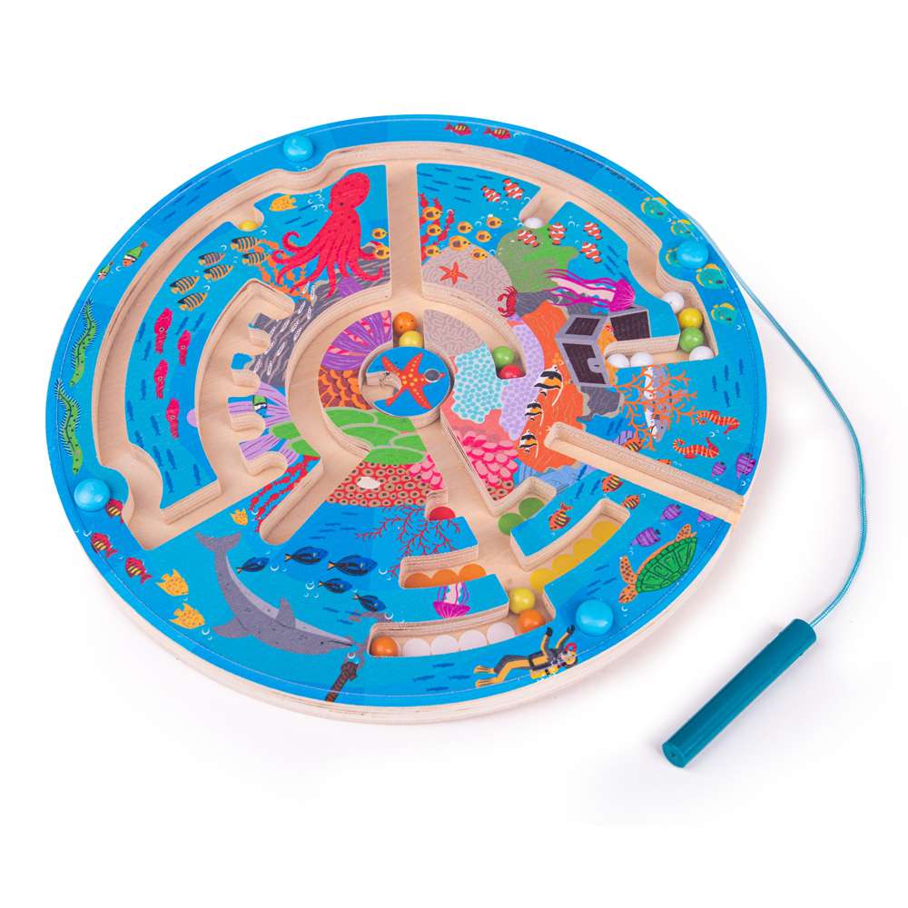 Bigjigs Toys Aquatic Maze Wooden Magnetic Puzzle Game Educational Toy for 3 Years+