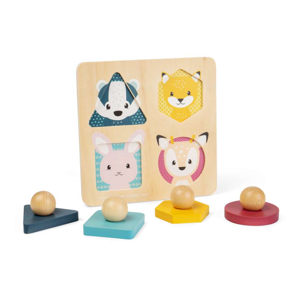 Bigjigs Toys FSC Certified Woodland Animal Shape Puzzle Sustainable Wooden Jigsaw Toy for Toddlers 1 Year Plus