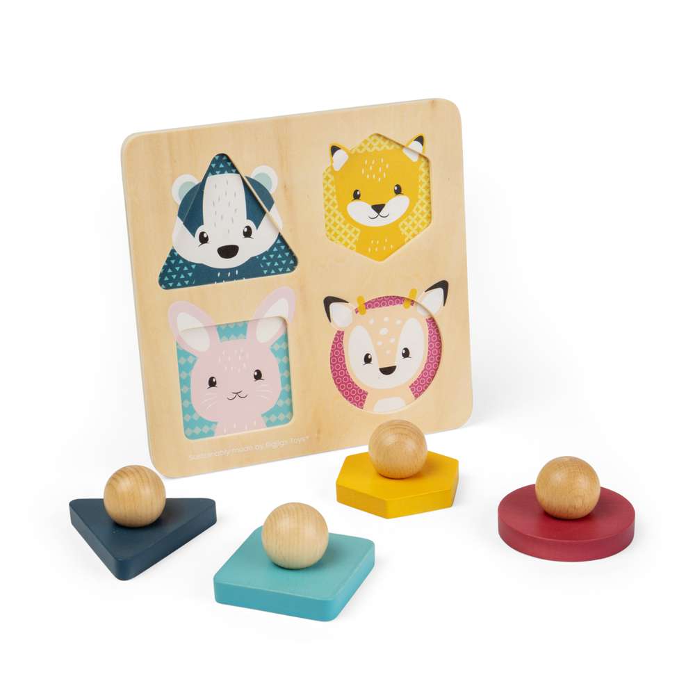 Bigjigs Toys FSC Certified Woodland Animal Shape Puzzle Sustainable Wooden Jigsaw Toy for Toddlers 1 Year Plus