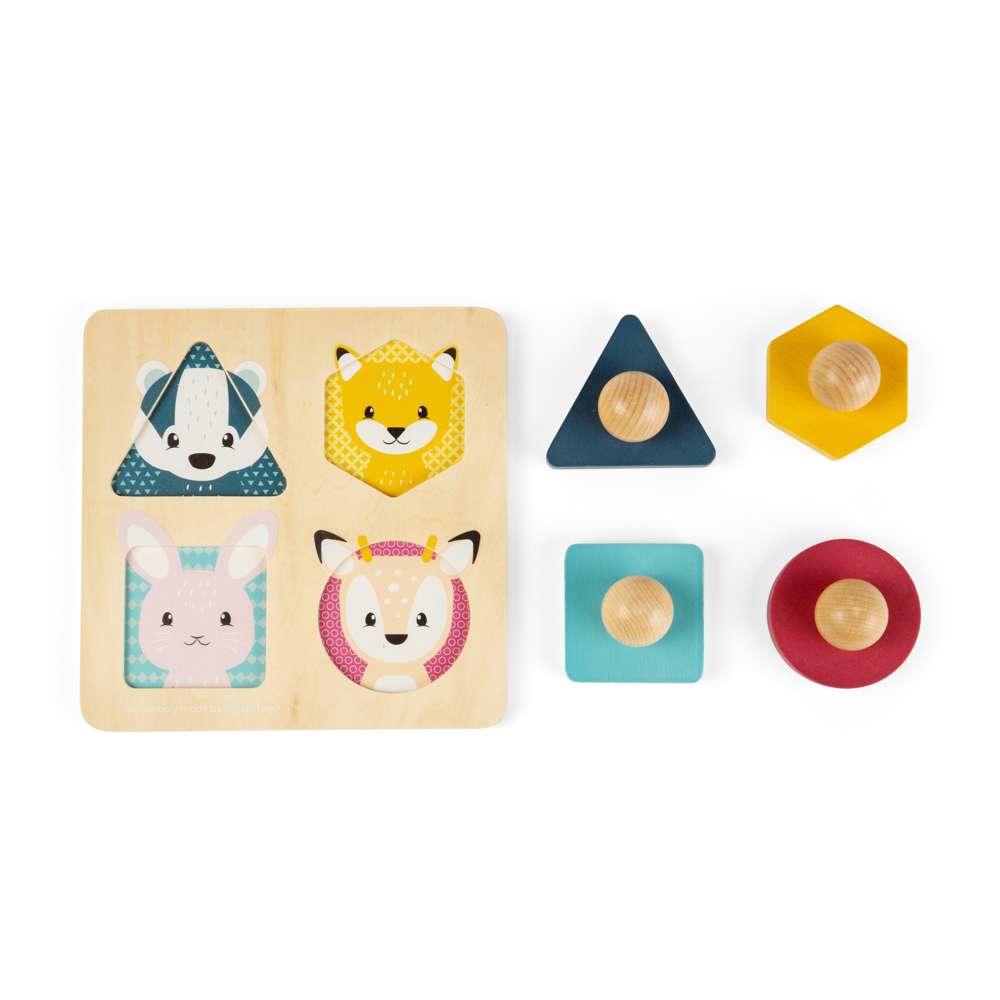 Bigjigs Toys FSC Certified Woodland Animal Shape Puzzle Sustainable Wooden Jigsaw Toy for Toddlers 1 Year Plus