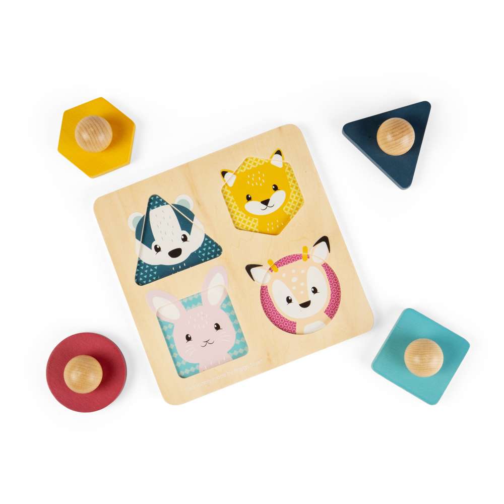 Bigjigs Toys FSC Certified Woodland Animal Shape Puzzle Sustainable Wooden Jigsaw Toy for Toddlers 1 Year Plus