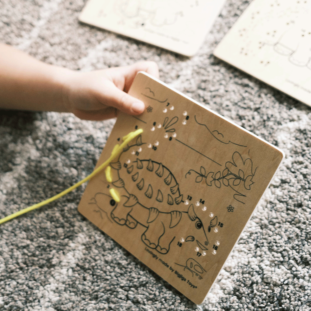 Lacing by Numbers - Dinosaur