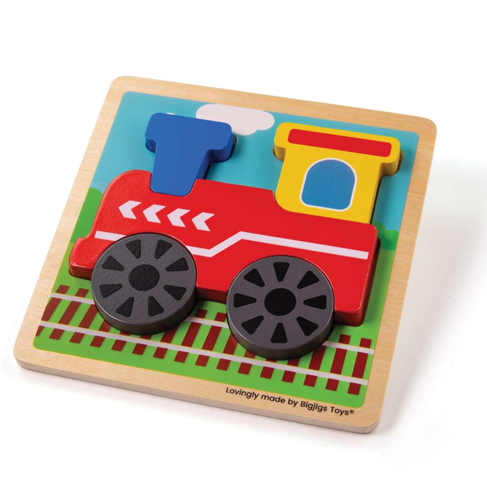 Bigjigs Toys Chunky Lift-Out Train Wooden Puzzle for Toddlers 5 Pieces