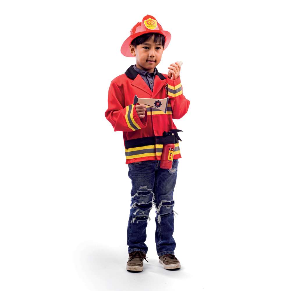 Bigjigs Toys Firefighter Kids Fancy Dress Costume Set with Accessories for Ages 3 to 5 Years