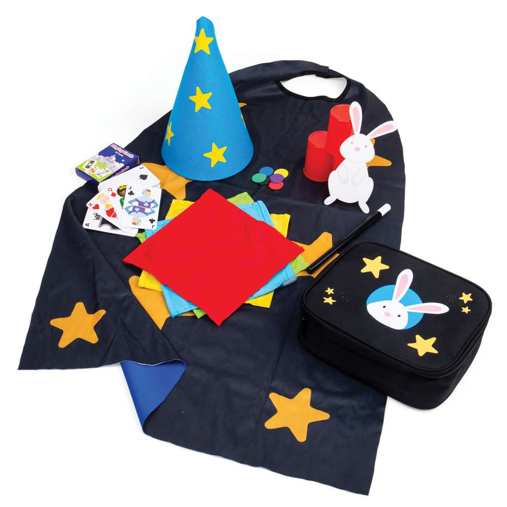 Bigjigs Toys Kids Magician Set 11 Piece Magic Toy Set with Cape and Wand