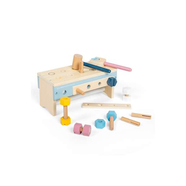 Bigjigs Toys Wooden Carpenters Workbench and Toolbox 12 Piece Kids Tool Set