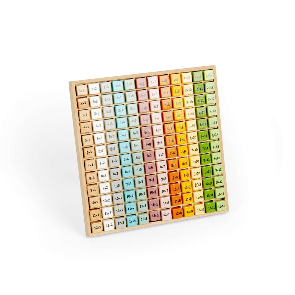 Bigjigs Toys Wooden Times Table Tray Simply Scandi Educational Multiplication Toy with 144 Pieces