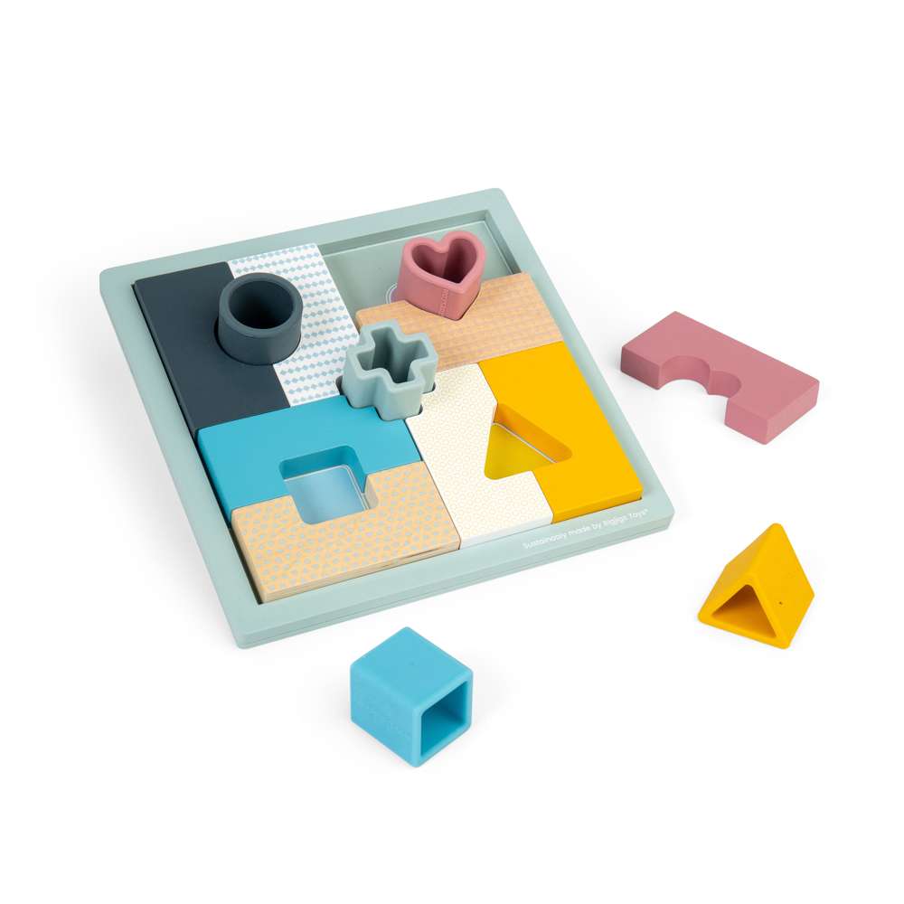 Bigjigs Toys Mosaic Puzzle Wooden and Silicone Shape Matching Jigsaw 14 Pieces