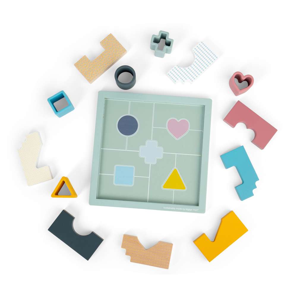 Bigjigs Toys Mosaic Puzzle Wooden and Silicone Shape Matching Jigsaw 14 Pieces