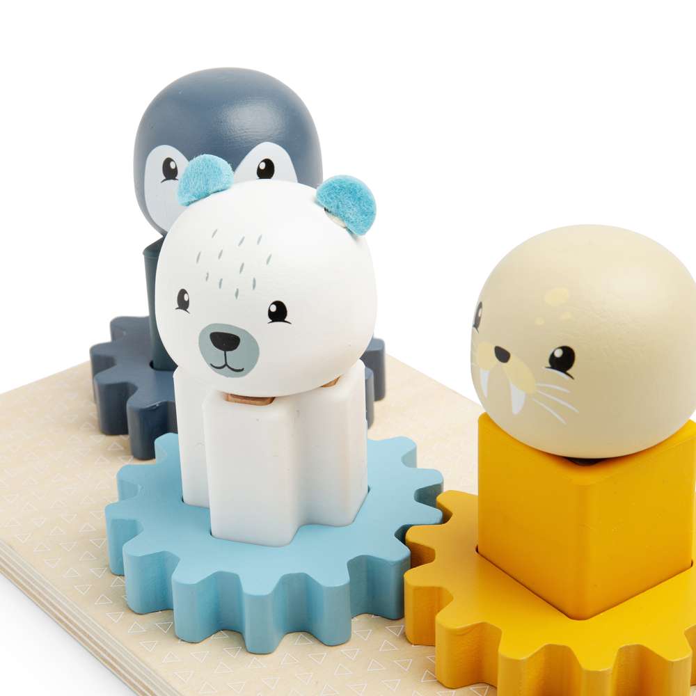 Bigjigs Toys Arctic Cog Puzzle Wooden Shape Sorter and Silicone Educational Toy for 12 Months Plus