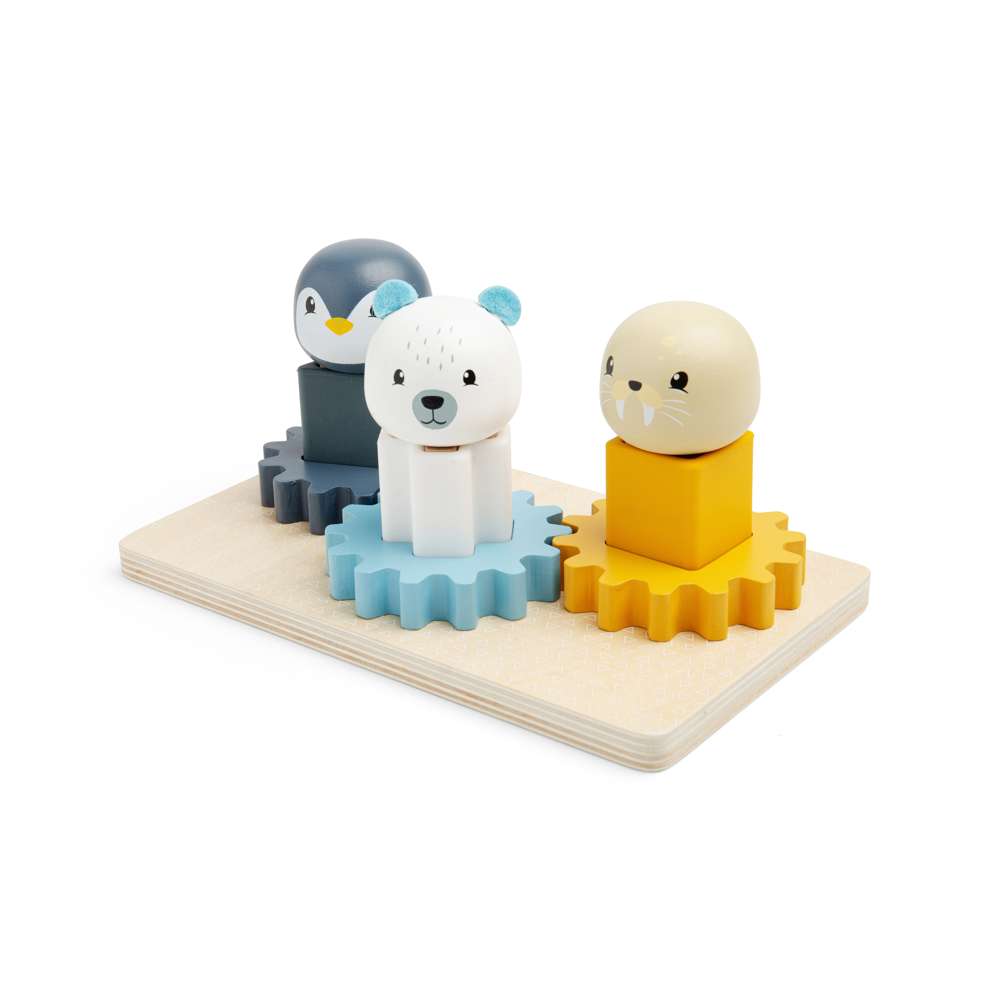 Bigjigs Toys Arctic Cog Puzzle Wooden Shape Sorter and Silicone Educational Toy for 12 Months Plus