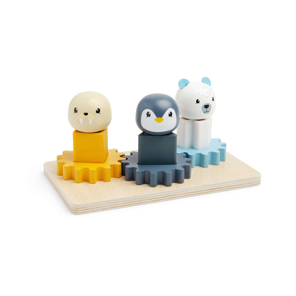 Bigjigs Toys Arctic Cog Puzzle Wooden Shape Sorter and Silicone Educational Toy for 12 Months Plus
