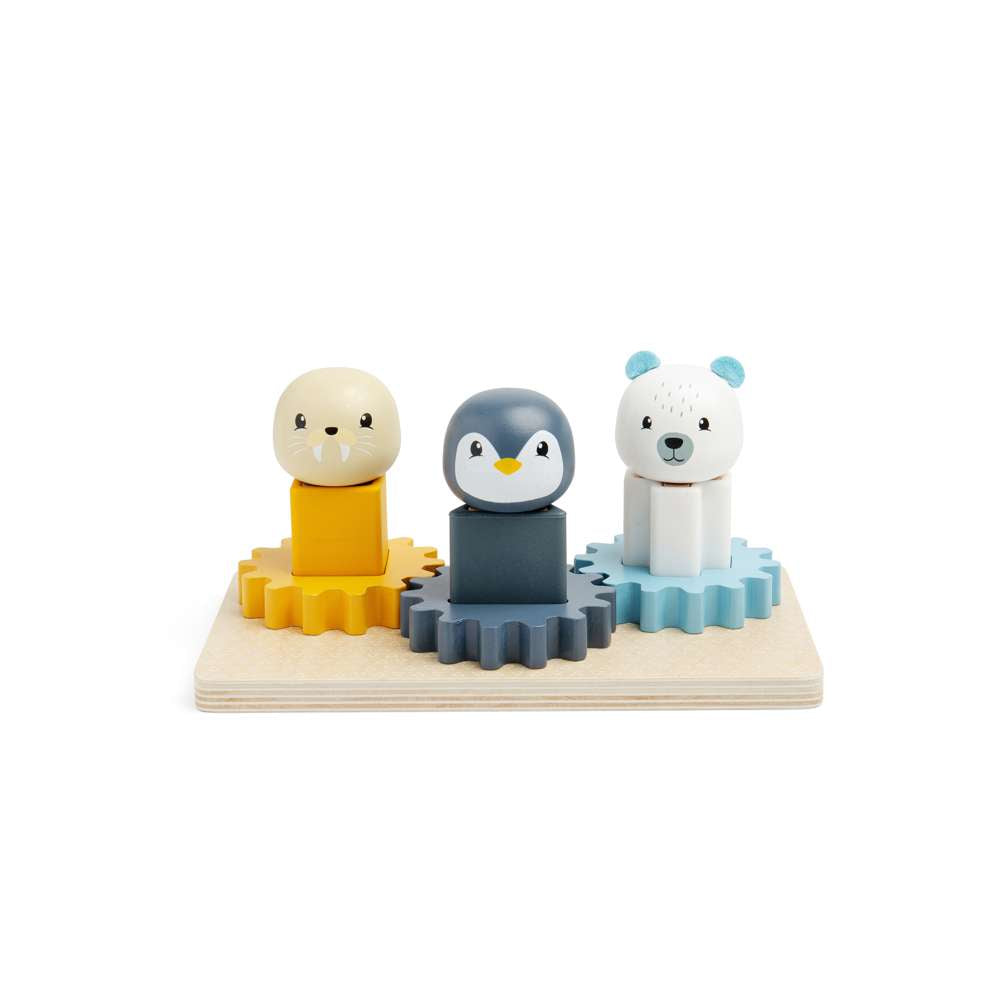Bigjigs Toys Arctic Cog Puzzle Wooden Shape Sorter and Silicone Educational Toy for 12 Months Plus