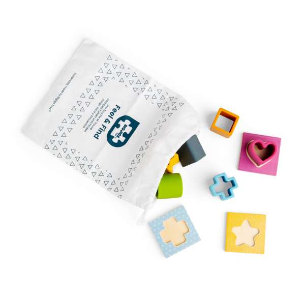 Bigjigs Toys Simply Scandi Feel and Find Silicone and Wooden Shape Sorter Game 9 Pieces